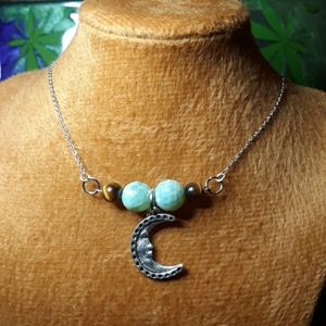 Amazonite & Tigers Eye Moon pendant